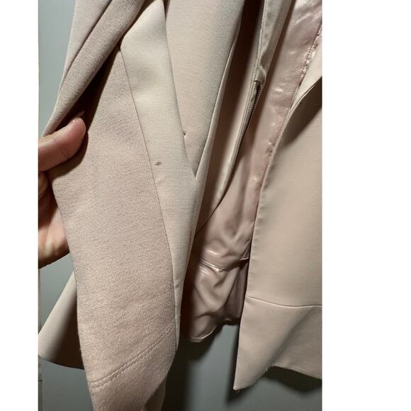 BCBGMAXAZRIA Women's Light Pink Nude Peplum Blazer Longline Size XXS - Picture 5 of 6